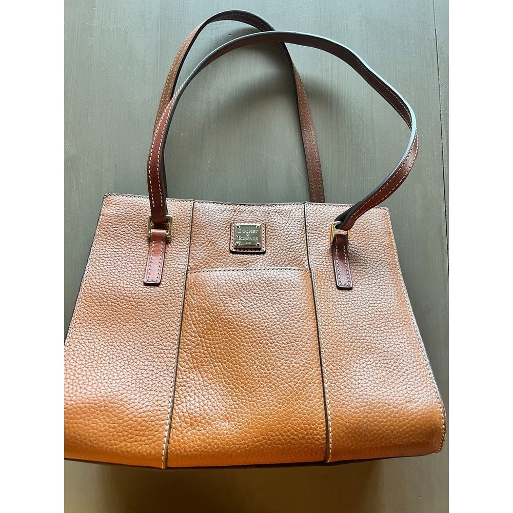 Authentic Dooney & Bourke‎ Brown Pebbled Leather Handbag Tote Damaged AS IS READ